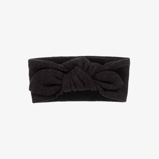 1 + in the family-Girls Grey Knitted Bow Headband | Childrensalon