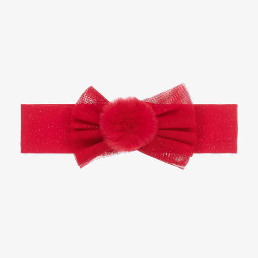 A Dee-Baby Girls Red Pom-Pom Headband | Childrensalon