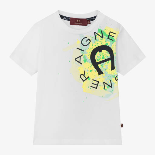 AIGNER-Baby Boys White Paint Splatter T-Shirt | Childrensalon