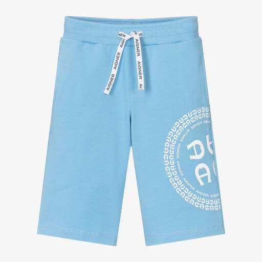 AIGNER-Boys Blue Cotton Jersey Shorts | Childrensalon