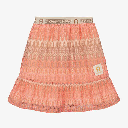 AIGNER-Girls Pink Crochet Lace Skirt | Childrensalon