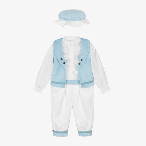 Andreeatex-Boys Blue Velvet & Satin Suit | Childrensalon