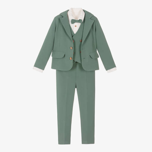 Andreeatex-Boys Green Twill Suit | Childrensalon