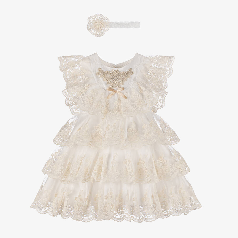 Andreeatex - Girls Ivory Lace Dress Set | Childrensalon