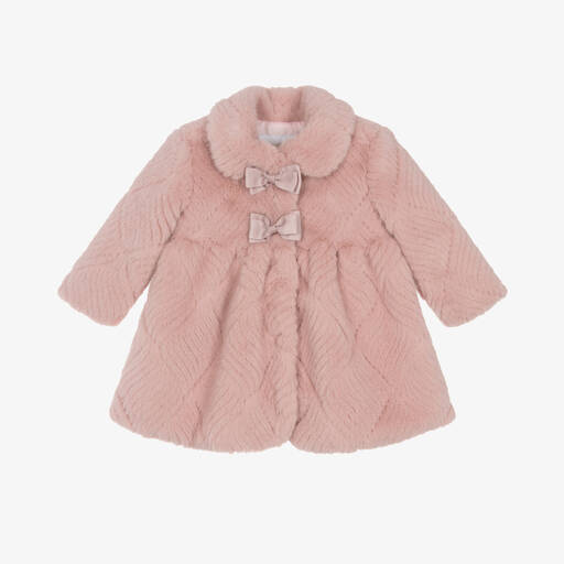 Angel's Face-Baby Girls Pink Faux Fur Coat | Childrensalon