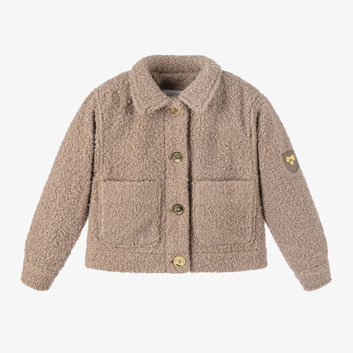 Angel's Face-Girls Beige Sherpa Fleece Jacket | Childrensalon