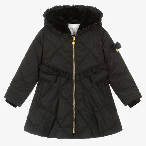 Angel's Face-Girls Black Quilted Coat | Childrensalon