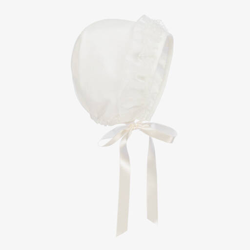 Artesanía Granlei-Baby Girls Ivory Ruffle Bonnet | Childrensalon