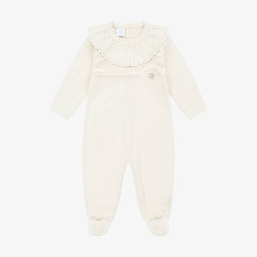 Artesanía Granlei-Ivory Knitted Babygrow  | Childrensalon