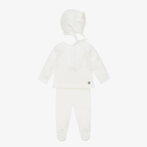 Artesanía Granlei-Ivory Knitted Babysuit Set | Childrensalon