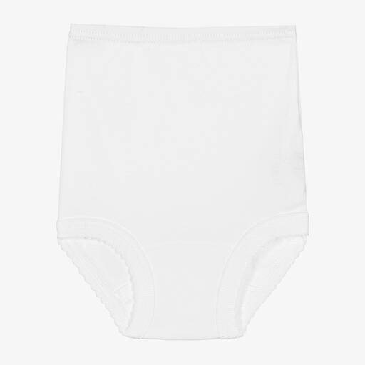 Babidu-Girls White Cotton Frilly Pants | Childrensalon