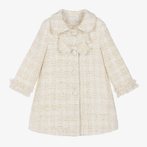 Balloon Chic-Girls Ivory Tweed Coat | Childrensalon