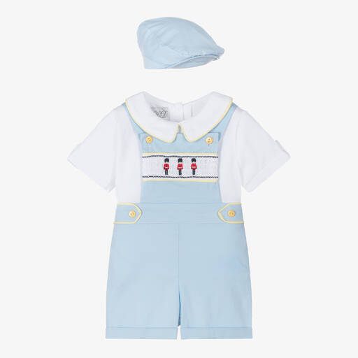 Beau KiD-Baby Boys Blue Cotton Smocked Shorts Set | Childrensalon