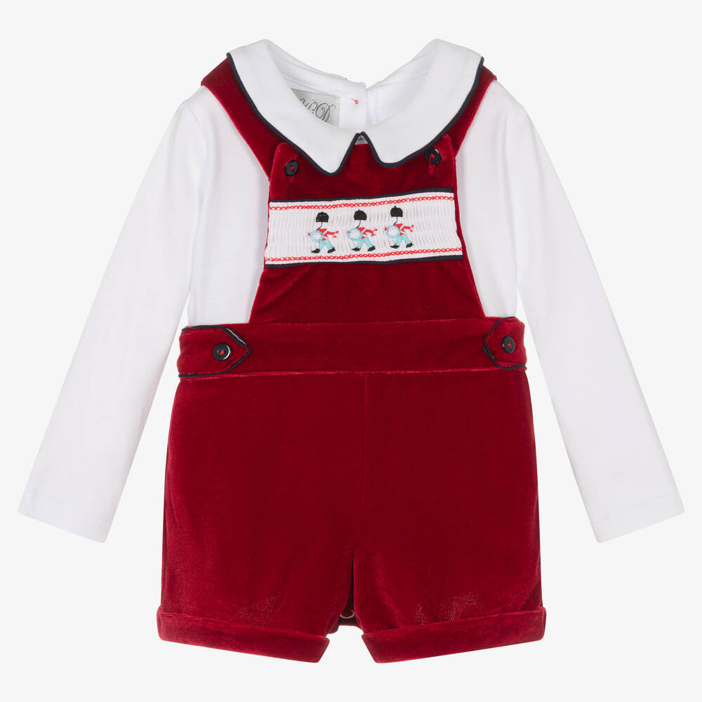 Beau KiD - Baby Boys Red Dungaree Set | Childrensalon