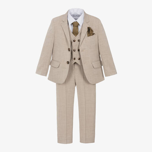 Beau KiD-Boys Beige Trouser Suit | Childrensalon