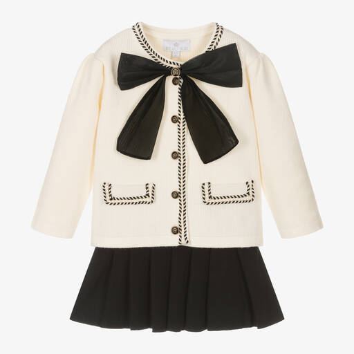 Beau KiD-Girls Black & Ivory Knitted Skirt Set | Childrensalon