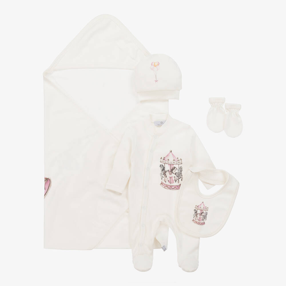 Beau KiD - Girls Ivory & Pink Cotton Babysuit Set | Childrensalon