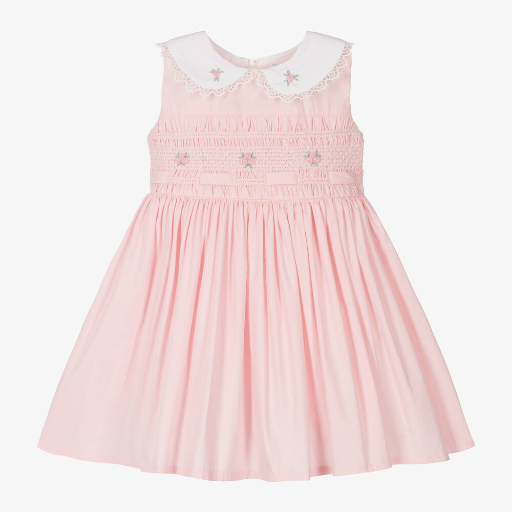 Beau KiD - Girls Pink Smocked Cotton Dress | Childrensalon