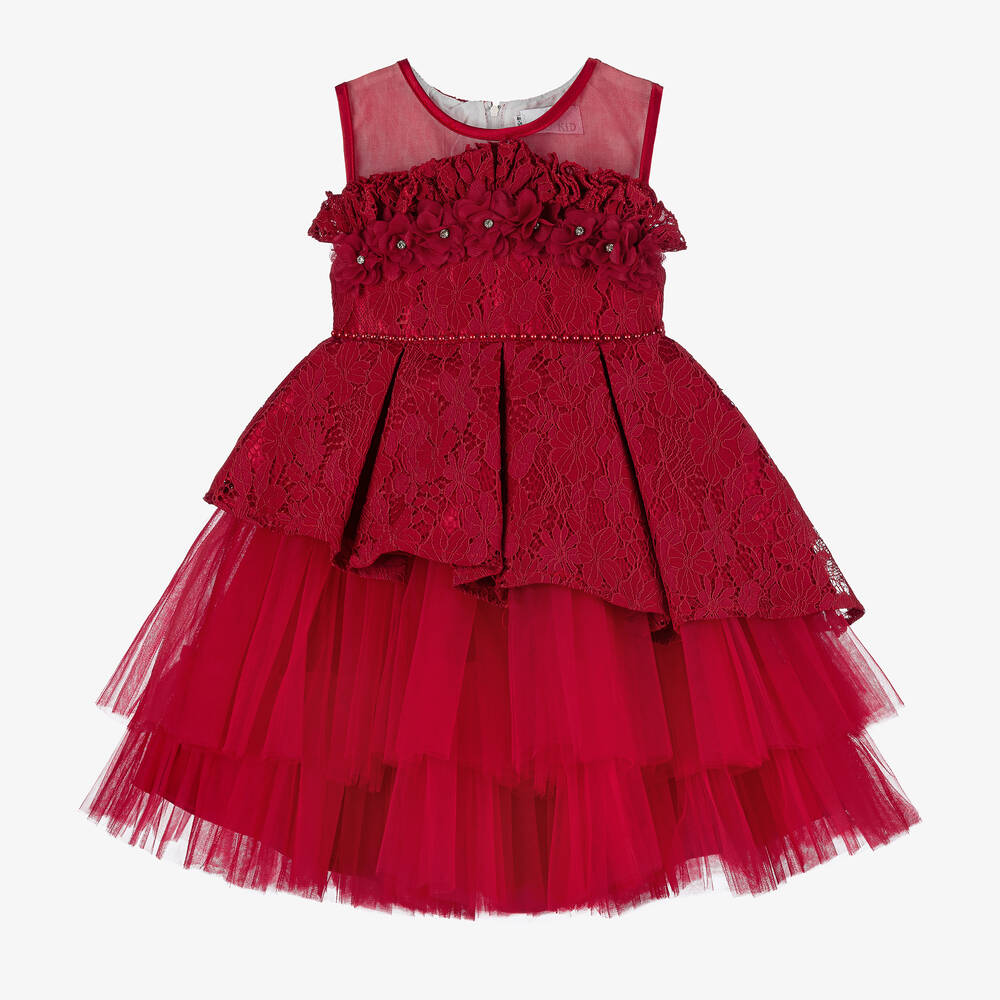 Beau KiD - Girls Red Lace & Tulle Dress | Childrensalon