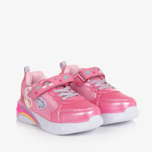 Beppi-Girls Pink Unicorn Light-Up Trainers | Childrensalon