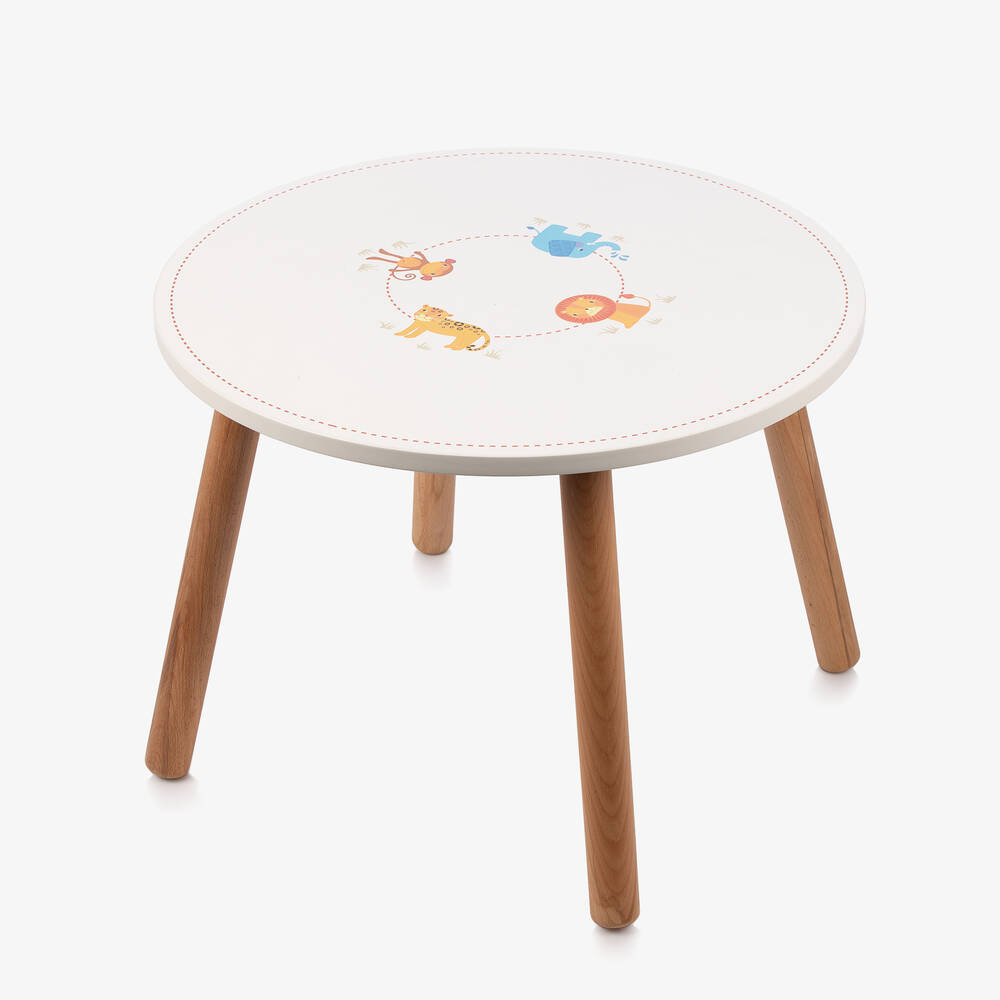 Bigjigs - Round White Wooden Animal Table (60cm) | Childrensalon