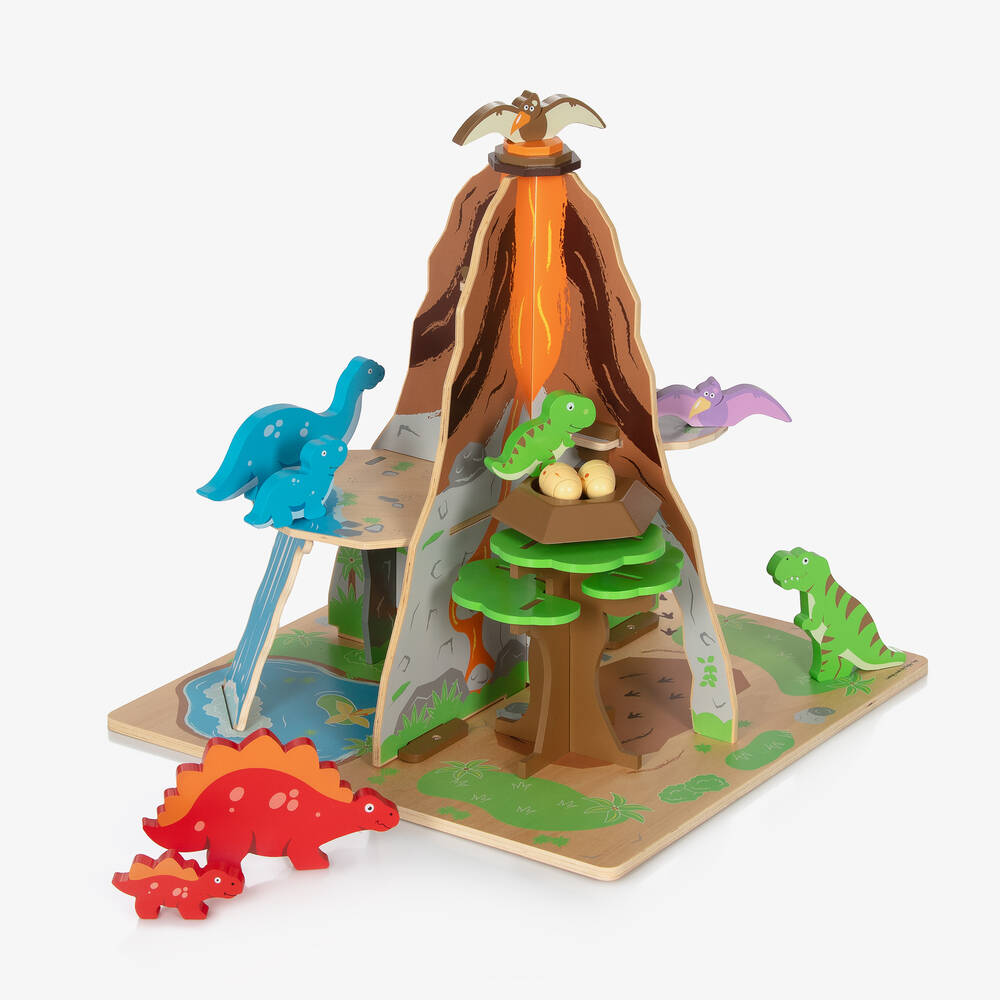 Bigjigs - Wooden Dinosaur Island Play Set (45cm) | Childrensalon