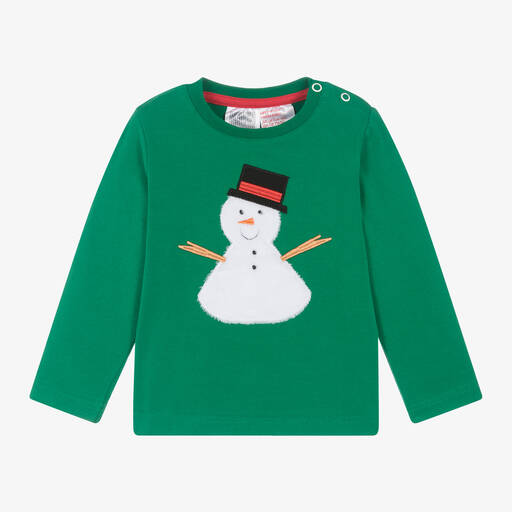 Blade & Rose-Green Festive Snowman Cotton Top | Childrensalon