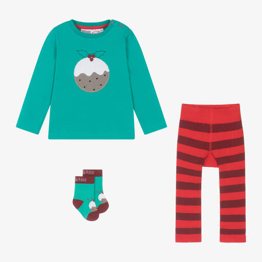 Blade & Rose-Green & Red Christmas Pudding Outfit Set | Childrensalon