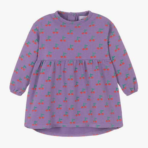 Bobo Choses-Baby Girls Purple Cherry Organic Cotton Dress | Childrensalon