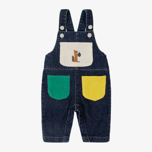 Bobo Choses-Blue Denim Colourblock Dungarees | Childrensalon