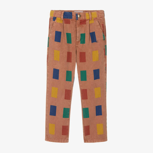 Bobo Choses-Brown Cotton Colourblock Trousers | Childrensalon