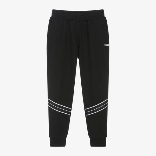 BOSS-Boys Black Jersey Joggers | Childrensalon