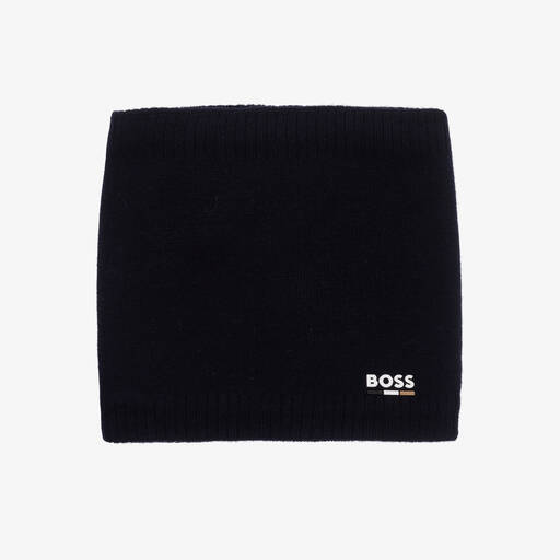 BOSS-Boys Navy Blue Knitted Snood | Childrensalon