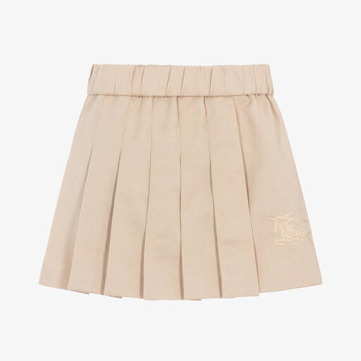 Burberry-Baby Girls Beige Twill EKD Skirt | Childrensalon