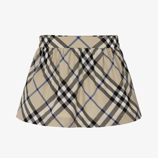 Burberry-Baby Girls Grey Check Cotton Skirt | Childrensalon