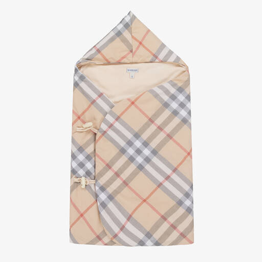 Burberry-Beige Check Baby Nest (75cm) | Childrensalon