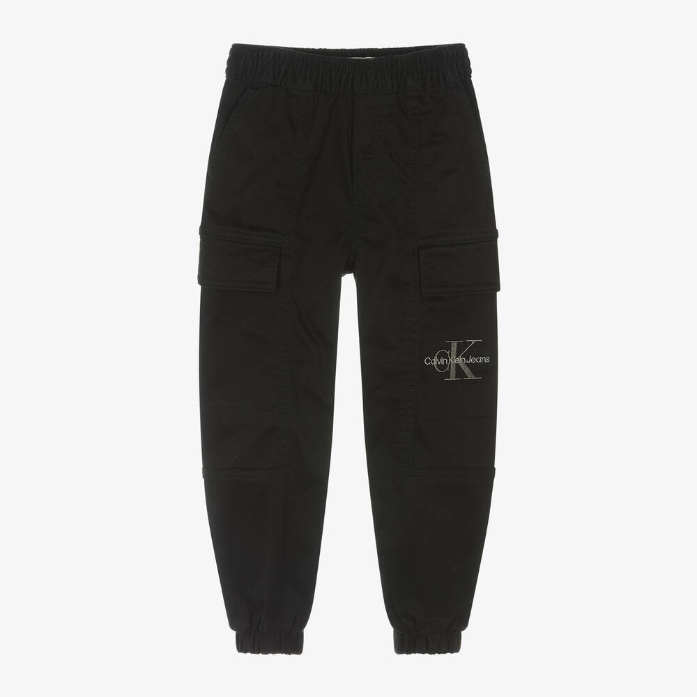 Calvin Klein - Boys Black Cargo Trousers | Childrensalon