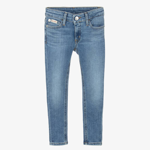 Calvin Klein-Girls Blue Denim Mid-Rise Skinny Jeans | Childrensalon