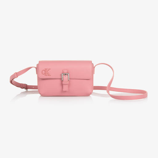 Calvin Klein-Girls Pink Faux Leather Handbag (20cm) | Childrensalon