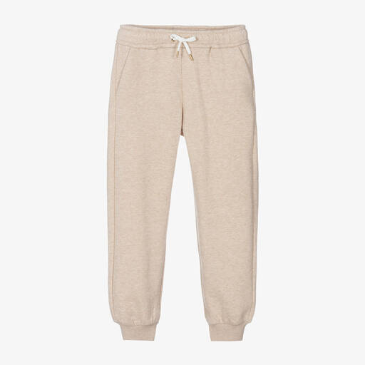 Chloé-Girls Beige Organic Cotton Joggers | Childrensalon