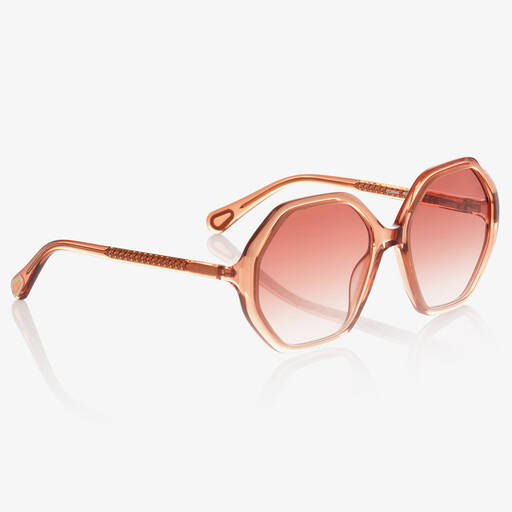 Chloé-Girls Orange Hexagonal Sunglasses | Childrensalon