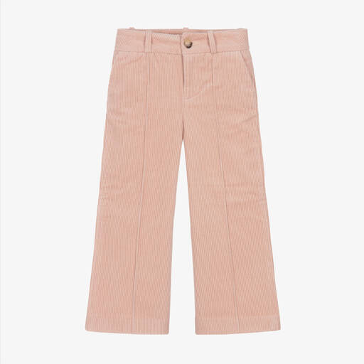 Chloé-Girls Pink Wide Leg Corduroy Trousers  | Childrensalon