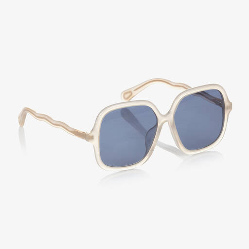 Chloé-Girls White Square Sunglasses | Childrensalon