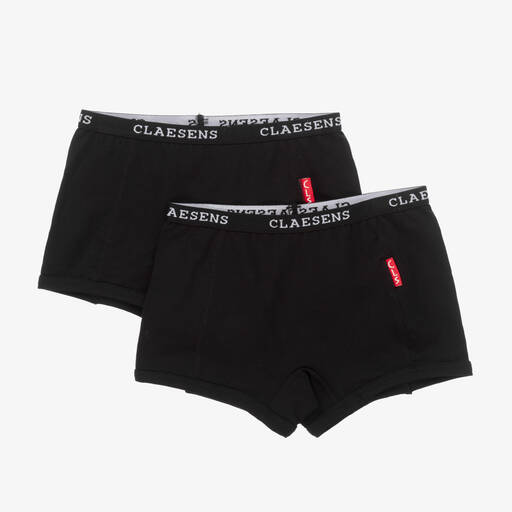 Claesen's-Girls Black Cotton Knickers (2 Pack) | Childrensalon