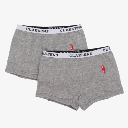 Claesen's-Girls Grey Cotton Knickers (2 Pack) | Childrensalon