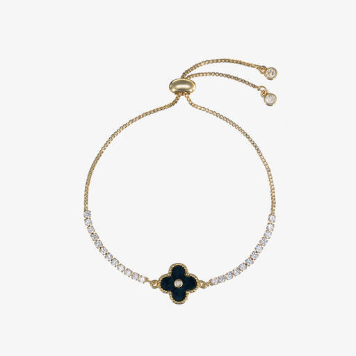 David Charles-Girls Gold & Black Clover Bracelet | Childrensalon