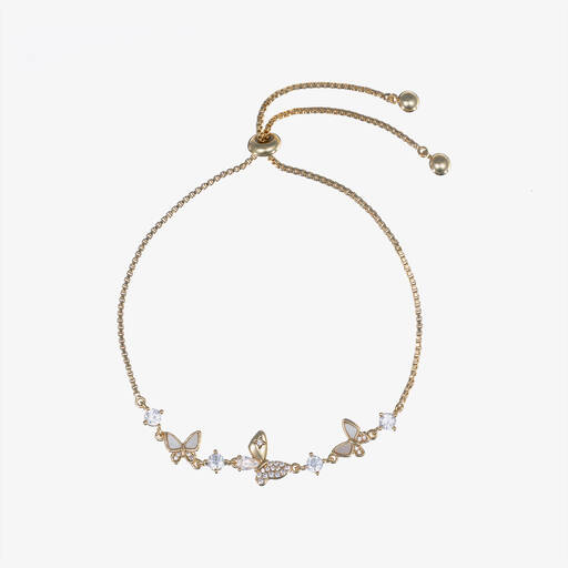 David Charles-Girls Gold Butterfly Diamanté Bracelet | Childrensalon