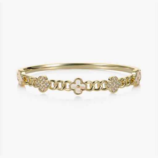 David Charles-Girls Gold Clover Bangle | Childrensalon