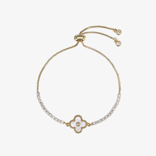 David Charles-Girls Gold & Ivory Clover Bracelet | Childrensalon