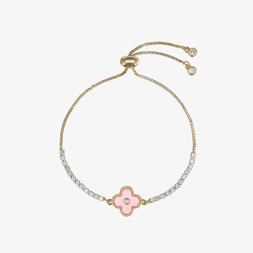 David Charles-Girls Gold & Pink Clover Bracelet | Childrensalon